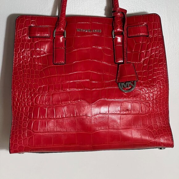 MICHAEL KORS Red Embossed Tote - Picture 3 of 11